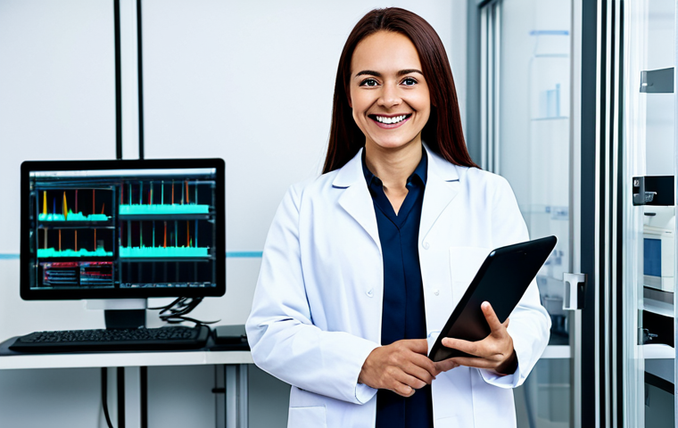 **
"A professional female engineer in a fully clothed, modest lab coat, standing in a clean, modern research laboratory with advanced equipment. She is smiling confidently, holding a tablet displaying data. Safe for work, appropriate content, perfect anatomy, correct proportions, well-formed hands, natural pose, professional, family-friendly, high-quality rendering."
**
