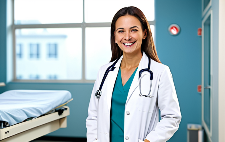 **
"A professional female doctor in a fully clothed, modest white coat, smiling gently in a bright and clean hospital environment, appropriate attire, safe for work, perfect anatomy, natural proportions, professional medical photography, high quality, family-friendly."
**