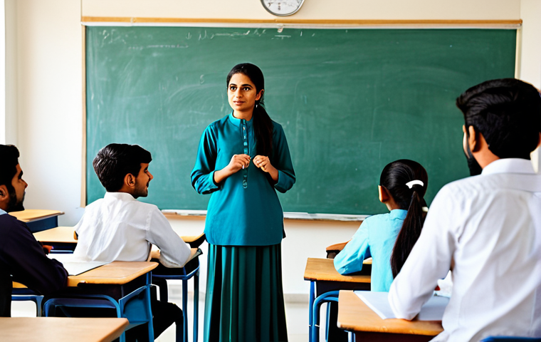 **
"A diverse group of fully clothed students in a brightly lit, modern classroom in Pakistan, engaging in a lively discussion with their teacher, appropriate attire, safe for work, natural pose, perfect anatomy, correct proportions, learning environment, modest clothing, family-friendly, professional."
**