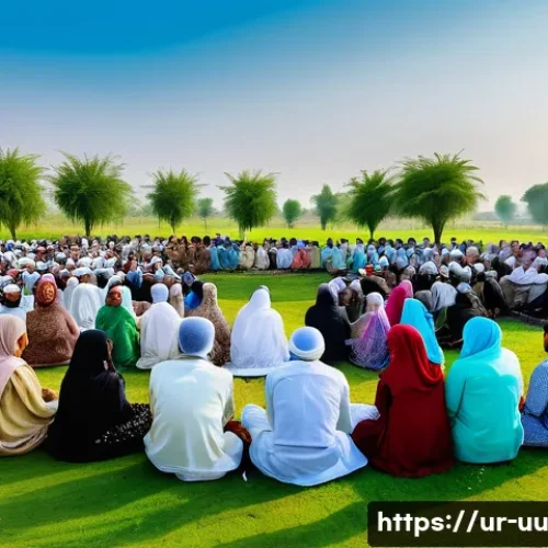 Home 32 회복적 정의의 효과적인 실천을 위한 도구 - A diverse group of Urdu-speaking community members gathered in a traditional Pakistani village setti...