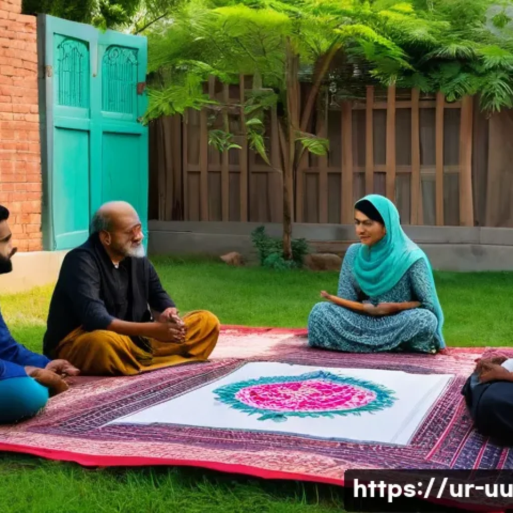 회복적 정의와 커뮤니티 구축의 중요성 - A community mediation scene in a traditional South Asian neighborhood, featuring diverse men and wom...